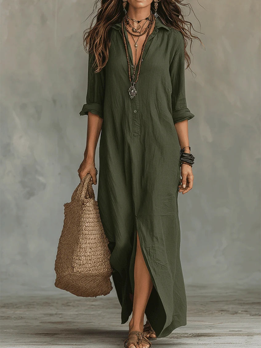 soline-vestido-maxi-negro-amplio-con-botones