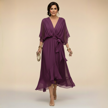 monica-vestido-de-gasa-con-escote-en-v