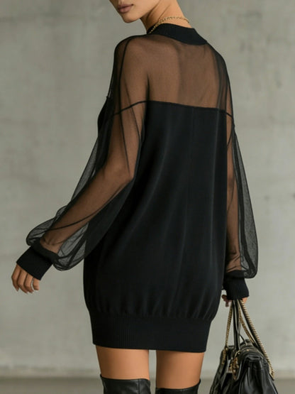 amelie-vestido-mini-negro-elegante-con-mangas-de-tul