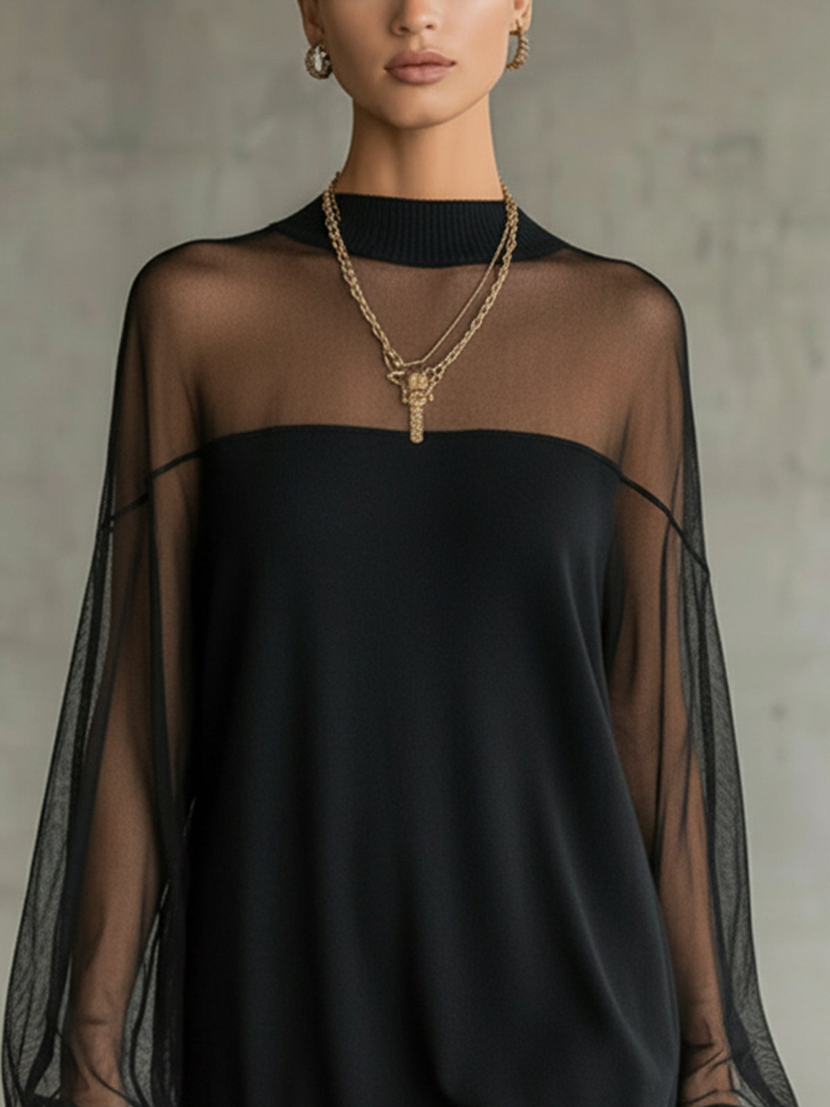 amelie-vestido-mini-negro-elegante-con-mangas-de-tul