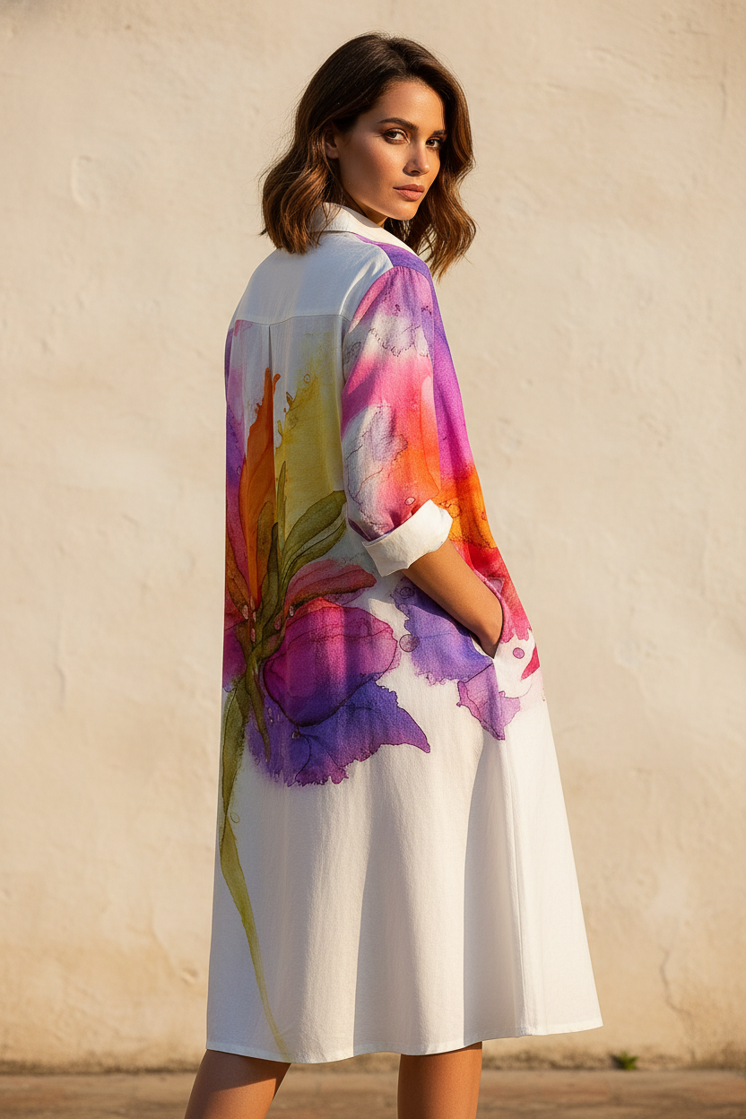Letizia | Vestido midi italiano - Vista de espalda