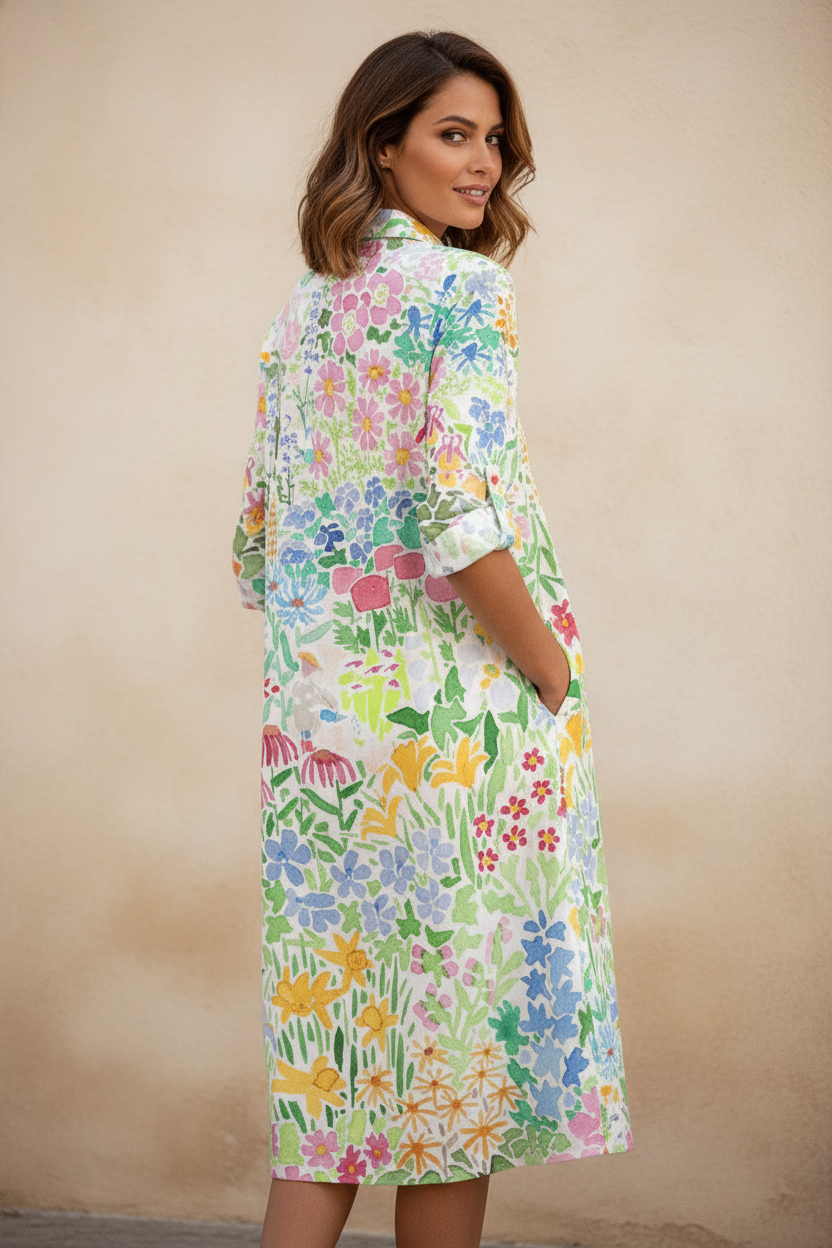 Marcella | Vestido midi italiano - Vista de espalda