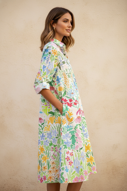 Marcella | Vestido midi italiano - Vista lateral