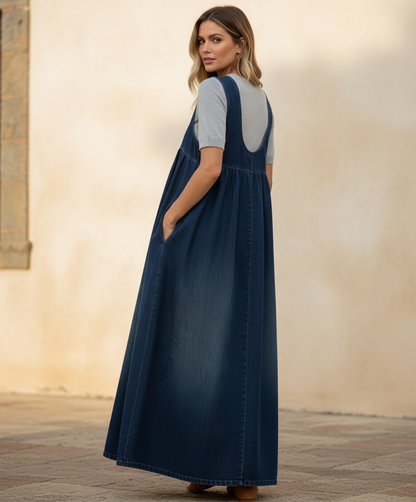Mariella | Vestido largo italiano - Vista de espalda